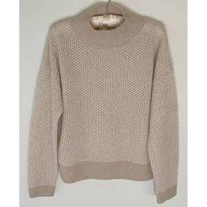 Haven Well Within 100% Cashmere Sweater Mock Neck Beige Tan Medium